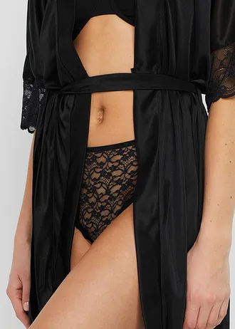 Maxikalhotky s vysokým vykrojením, z recyklované krajky (3 ks v balení) • černá • bonprix obchod