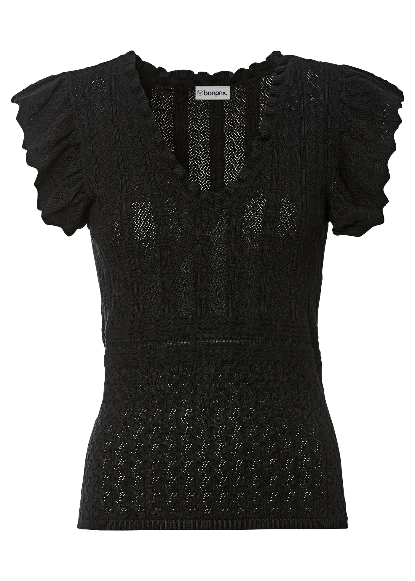 Pletené tričko ze splývavé viskózové směsi • černá • bonprix obchod