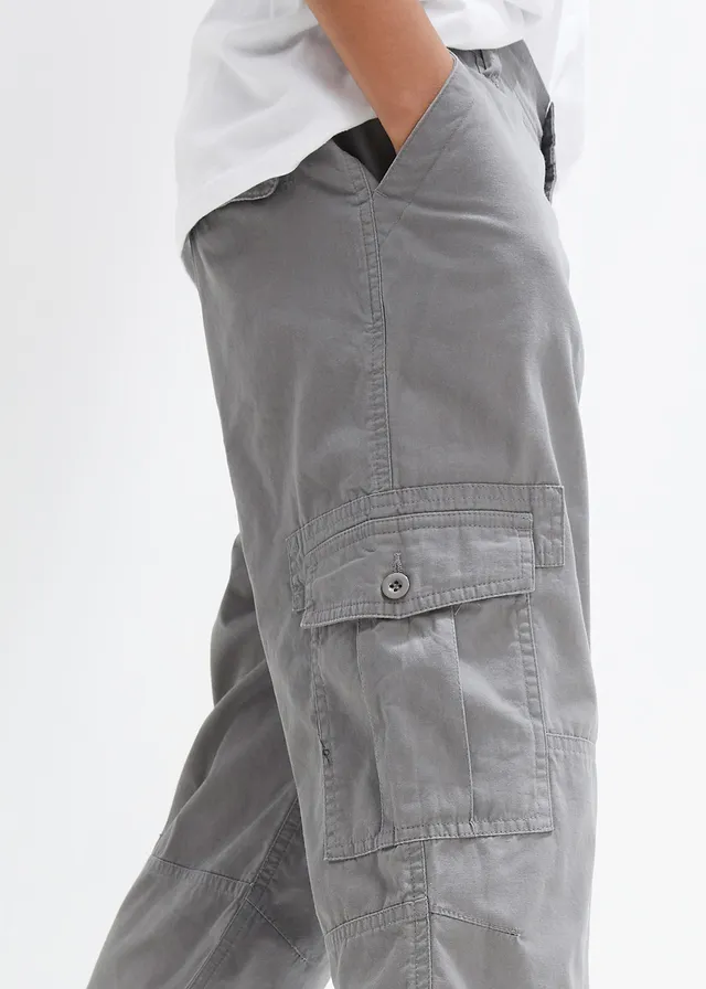 Pantalon 3/4 garçon 100% coton, loose • gris fumée • product-page.page-title-suffix