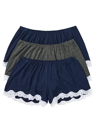 Wijde boxershort van viscose (set van 3), Kleur: zwart+lichtgrijs gemêleerd