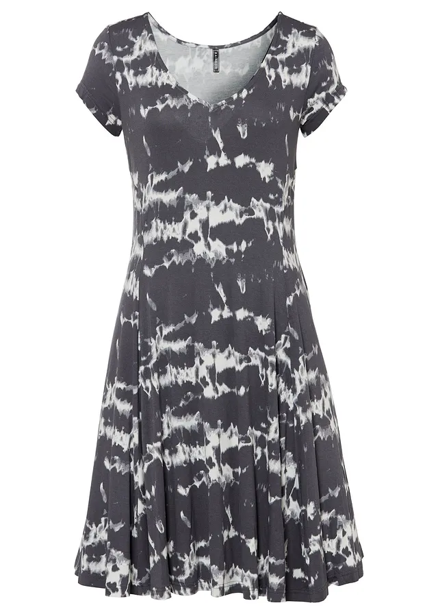 Robe fluide en jersey viscose, Couleur: gris ardoise imprimé
