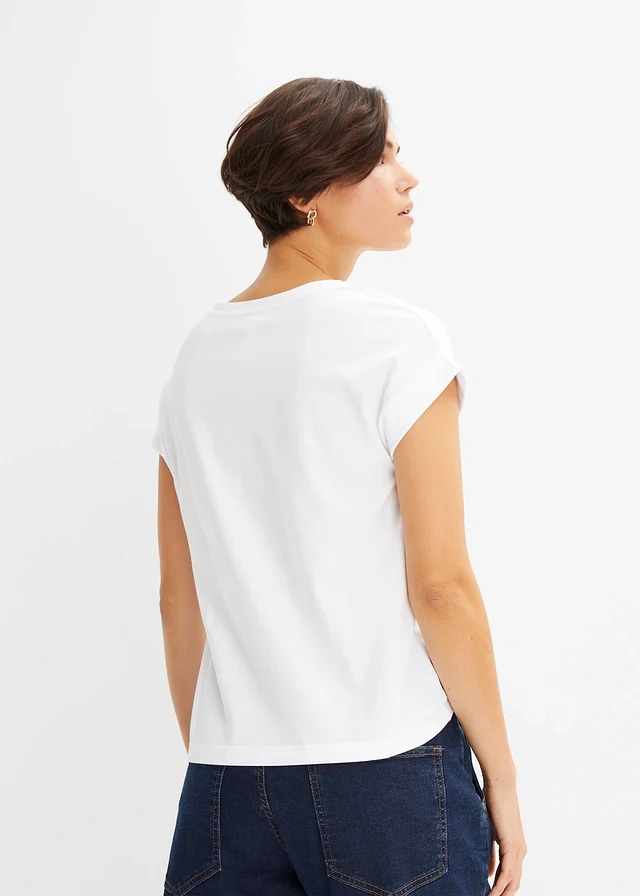 T-shirt avec fleurs de pissenlit, Couleur: blanc imprimé