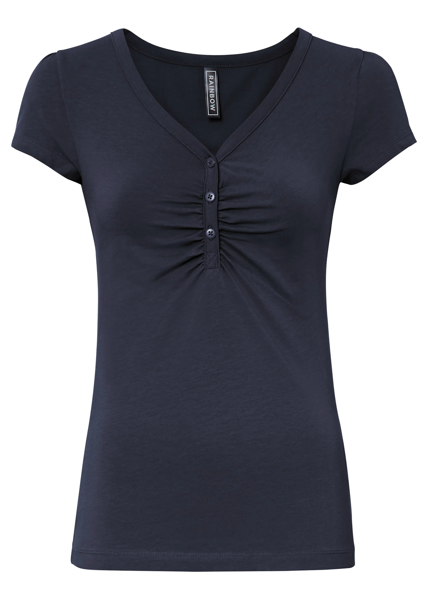 Shirt z plisą guzikową, z bawełny organicznej • ciemnoniebieski • sklep bonprix