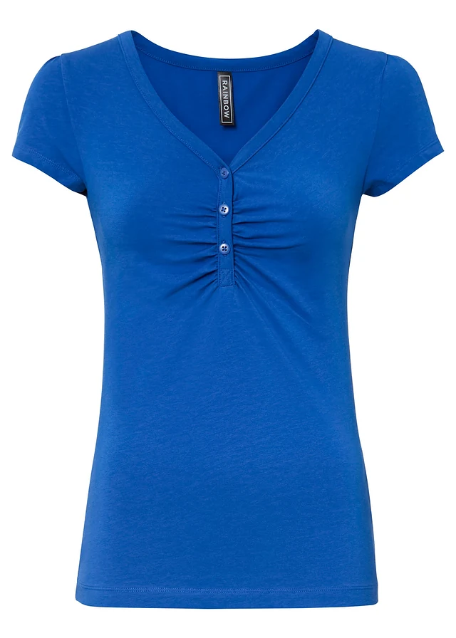 Shirt z plisą guzikową, z bawełny organicznej