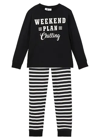 Pyjama (2-dlg. set), Kleur: zwart-wolwit met print