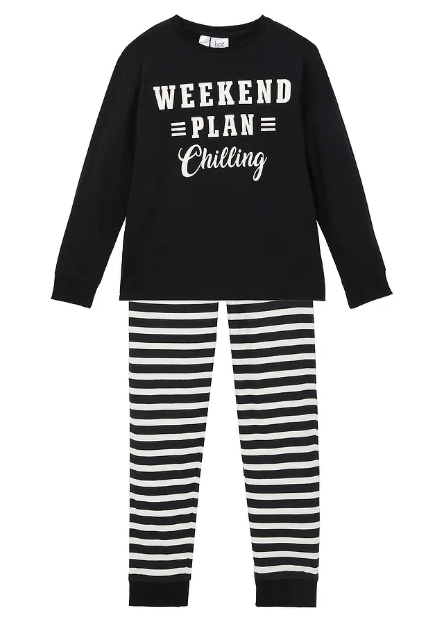 Pyjama (2-dlg. set), Kleur: zwart-wolwit met print