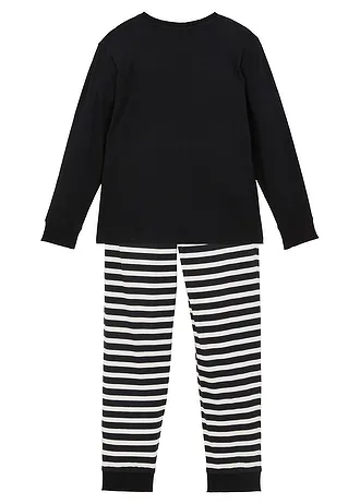 Pyjama (2-dlg. set) • zwart-wolwit met print • bonprix online shop