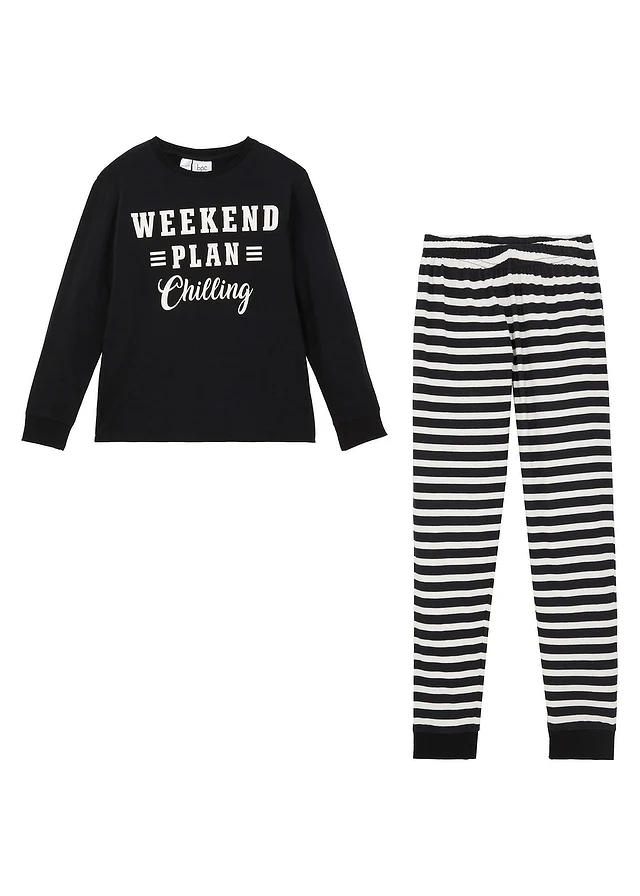 Pyjama (2-dlg. set), Kleur: zwart-wolwit met print
