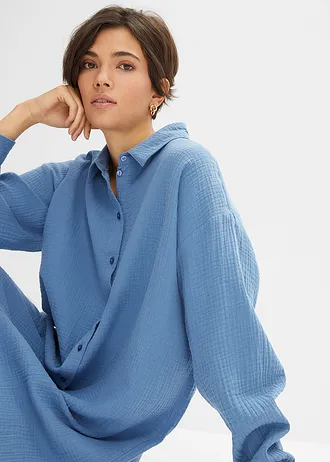 Oversized blouse van mousseline • jeansblauw • bonprix online shop