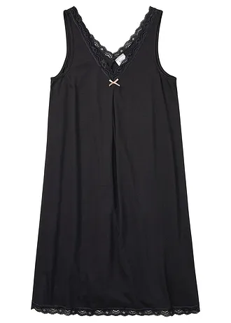 Cămașă de noapte scurtă din material moale cu viscoză • negru • magazin bonprix