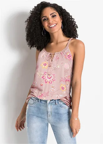 Top met print, Kleur: rozenhout