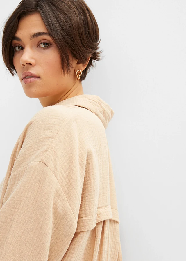 Chemisier long oversize en gaze de coton • latte macchiato • product-page.page-title-suffix