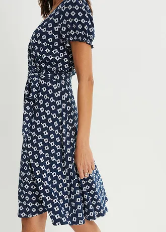 Robe en jersey viscose • bleu foncé/blanc • Boutique bonprix