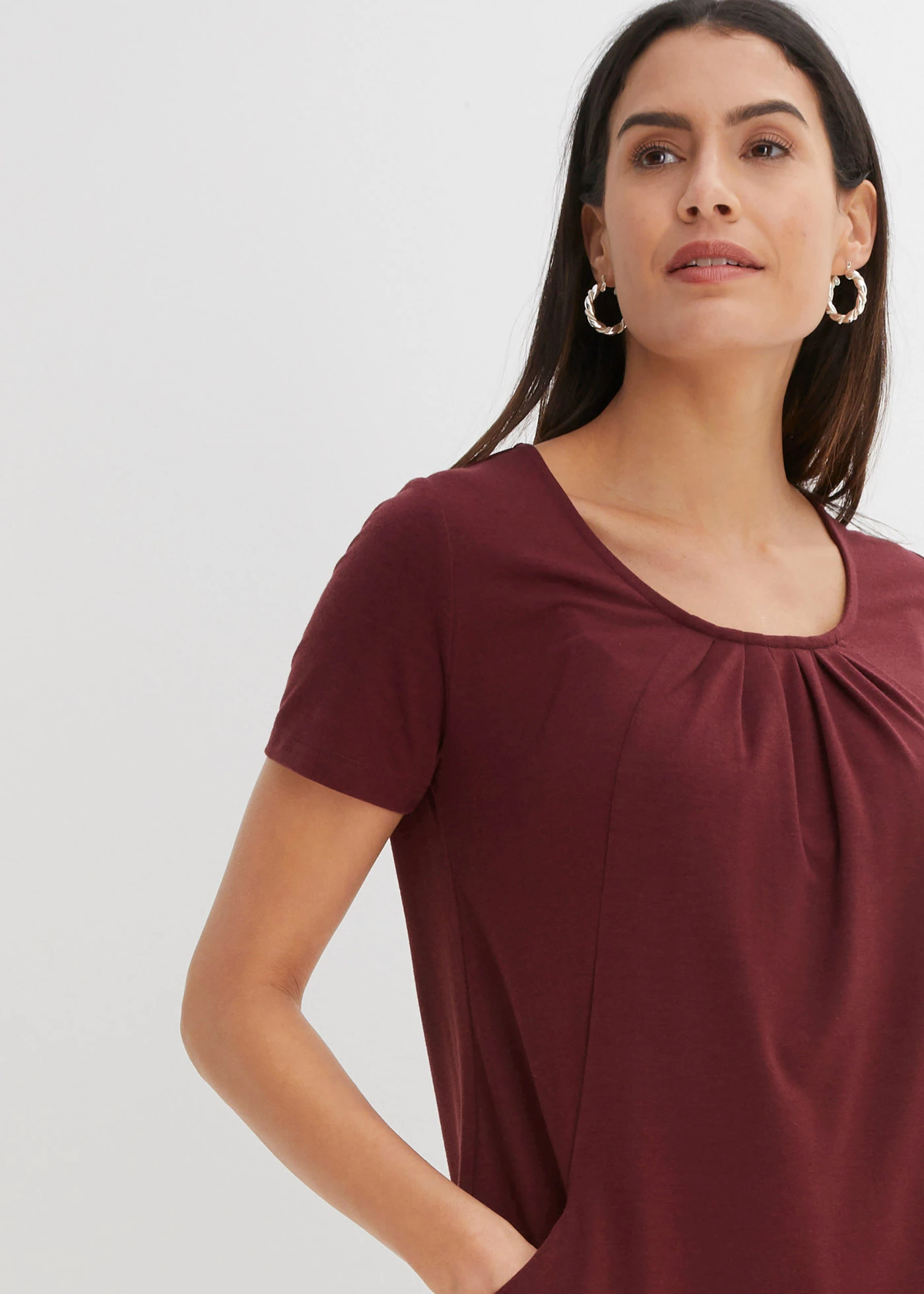 Longshirt met viscose • donkerbessen • bonprix online shop