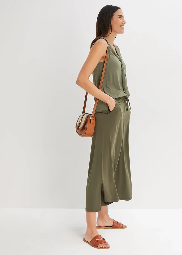 Top à col lavallière, Couleur: olive foncé