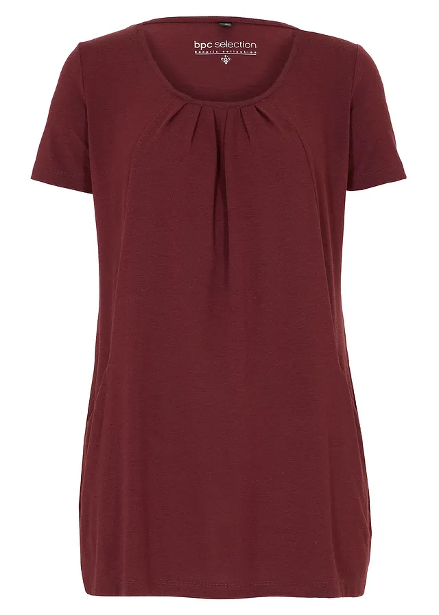 Longshirt met viscose, Kleur: donkerbessen