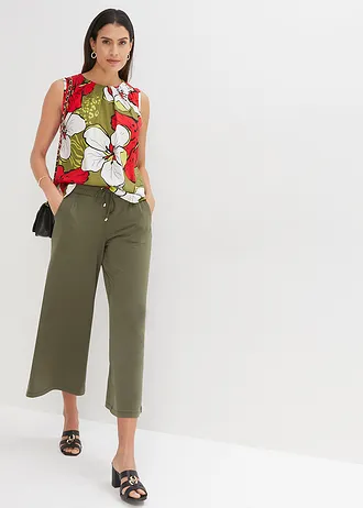 Halenkový top z viskózy • jahodovo-tmavě khaki s květy • bonprix obchod