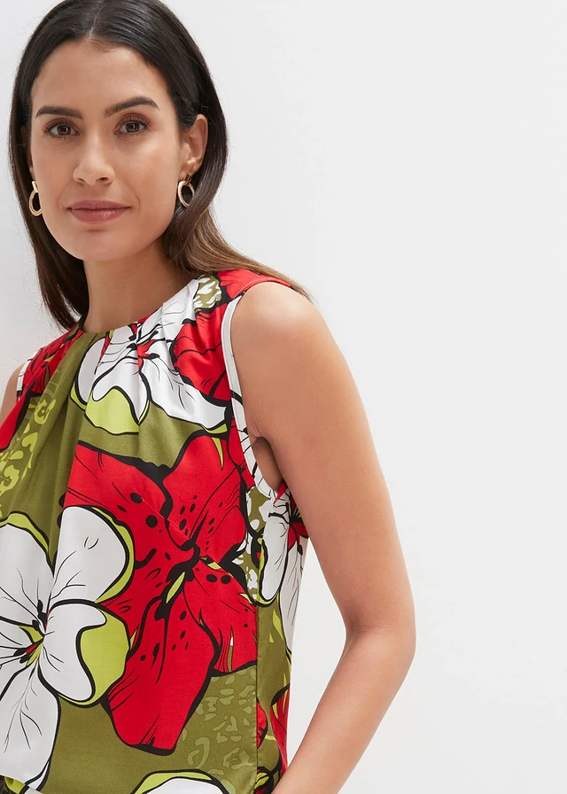 Blouse sans manches en viscose • fraise/kaki foncé floral • product-page.page-title-suffix