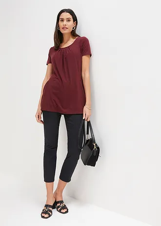 Longshirt met viscose, Kleur: donkerbessen