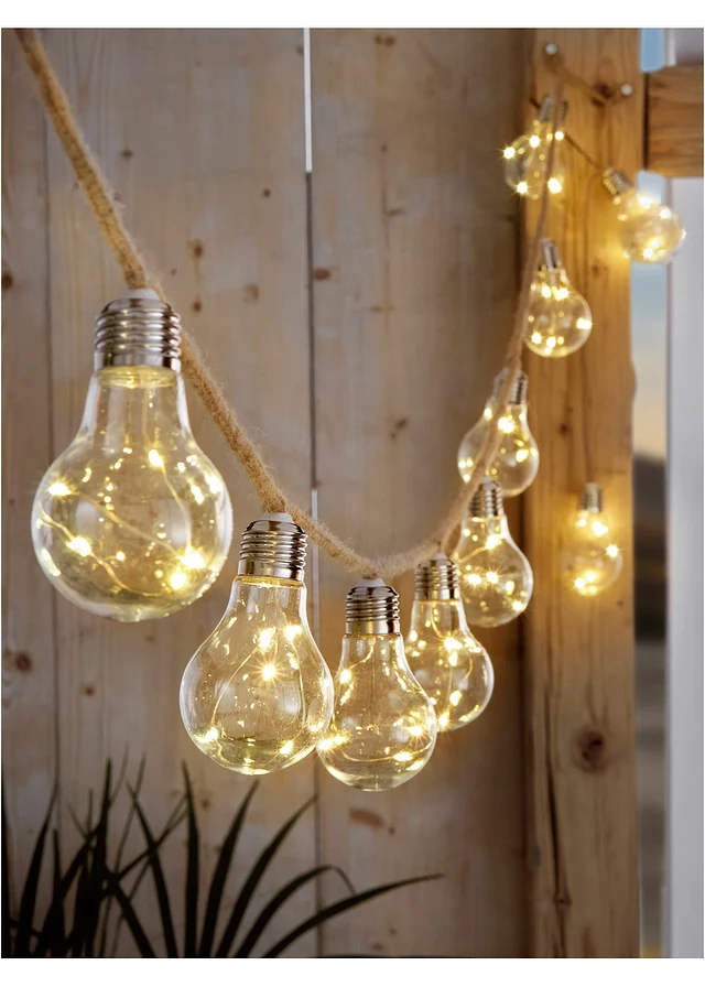 Guirlande lumineuse solaire avec boules, Couleur: marron clair
