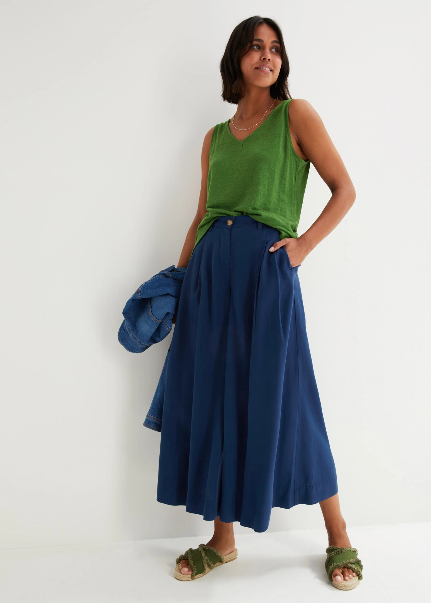 Maiou din in 100% • verde-pădure • magazin bonprix