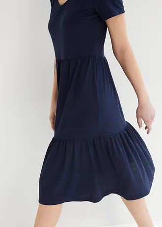 Robe en jersey texturé • bleu foncé • Boutique bonprix