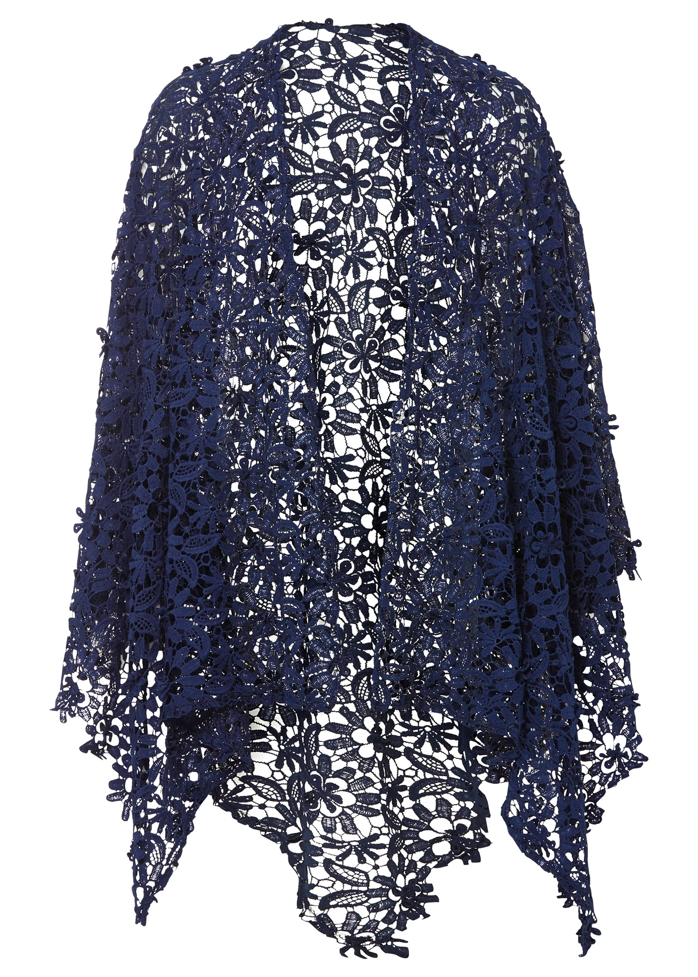 Poncho en dentelle au crochet • bleu foncé • Boutique bonprix