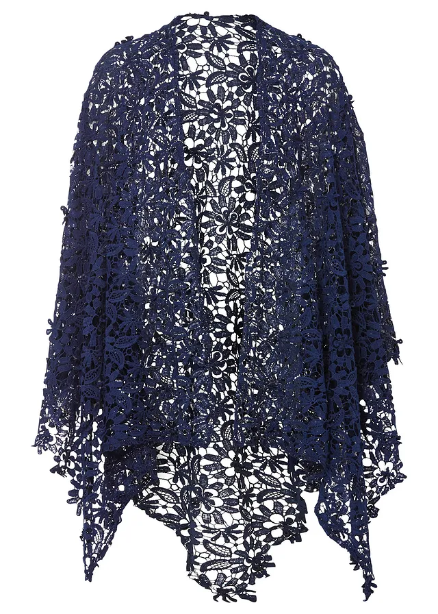 Poncho van gehaakt kant • donkerblauw • bonprix online shop