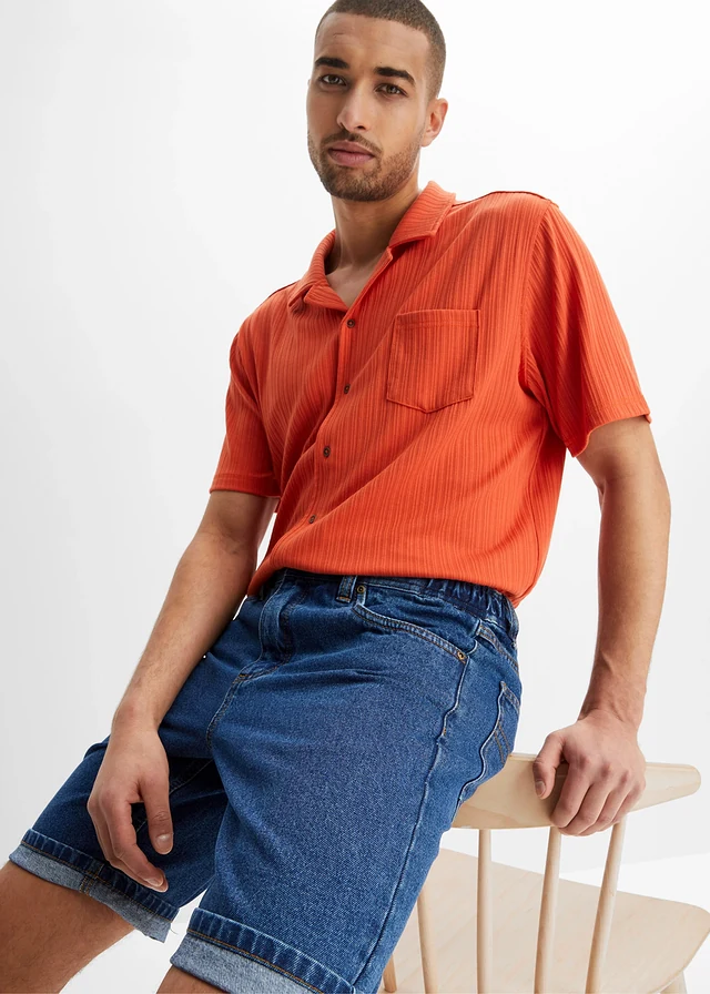 Jeans bermuda met elastiek opzij, classic fit • blauw denim • product-page.page-title-suffix