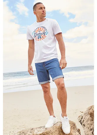 Džínové bermudy s pružným pasem, Classic Fit • světle modrý denim • bonprix obchod