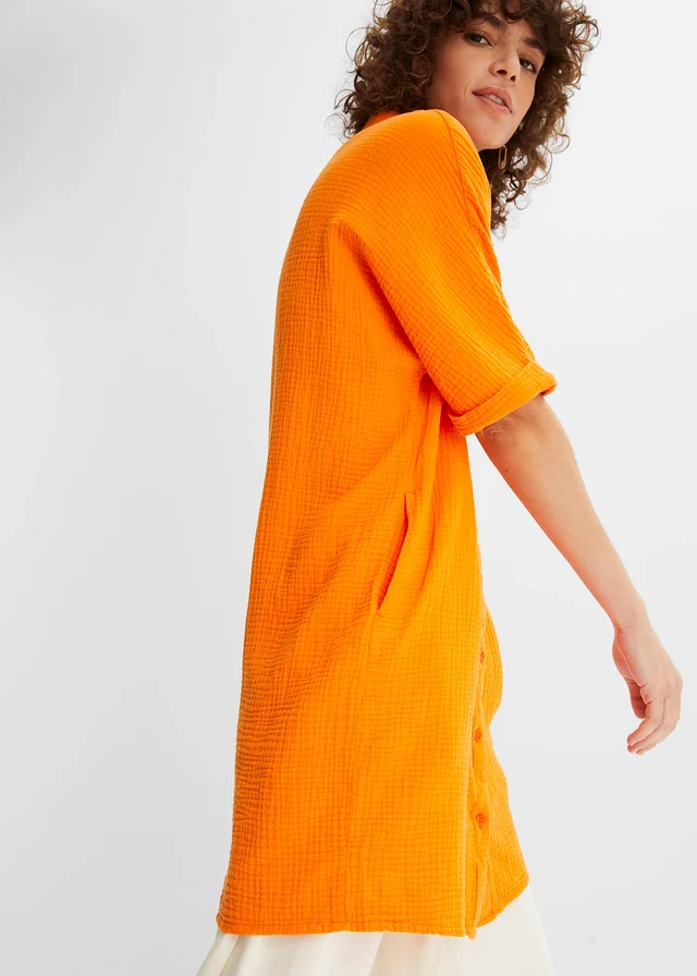 Lange, oversized blouse van mousseline • pompoenoranje • product-page.page-title-suffix