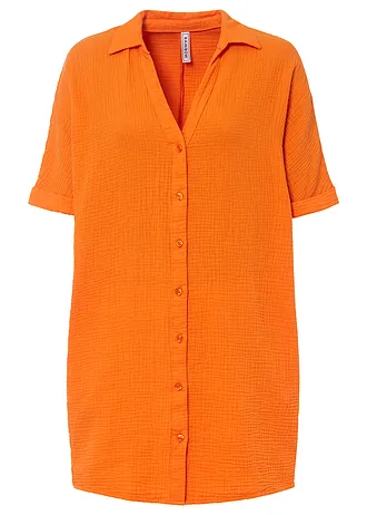 Dlouhá oversize halenka z jemného mušelínu • oranžová • bonprix obchod