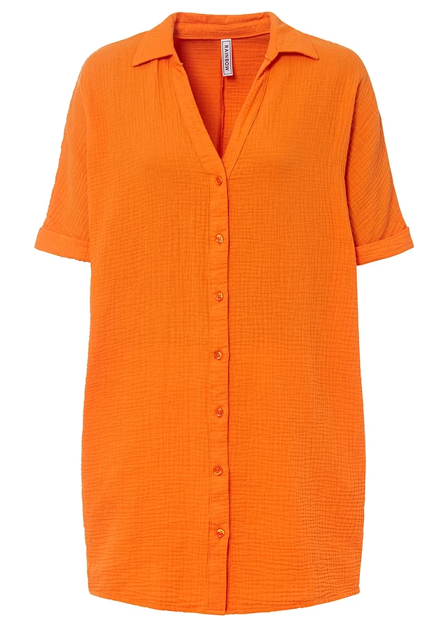 Chemisier long, oversize et doux en gaze de coton
