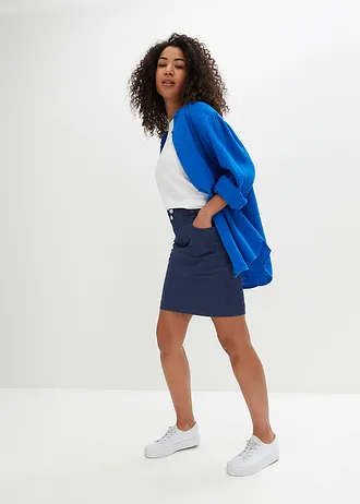 Jupe en coton extensible, Couleur: bleu profond