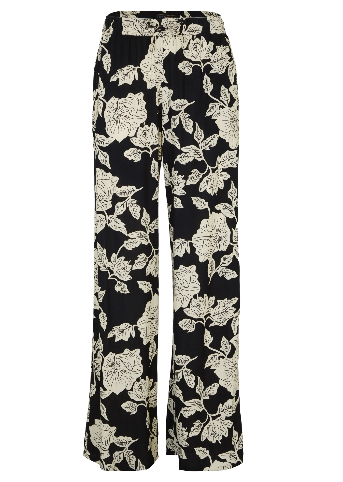 Palazzo broek van soepele viscose • zwart-kiezelgrijs gebloemd • bonprix online shop