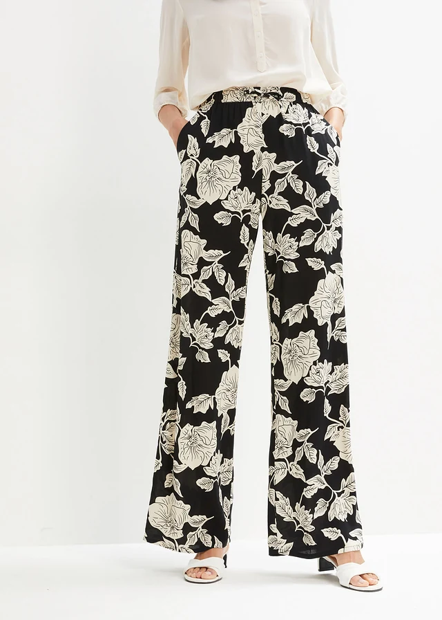 Pantalon palazzo en viscose fluide