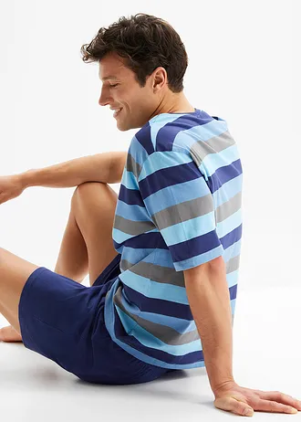 Krátké pyžamo (2dílná souprava) • půlnoční modro-křišťálově modro-alpská modro-kouřově šedá s proužky • bonprix obchod