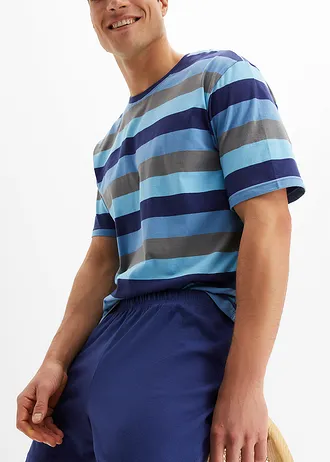 Krátké pyžamo (2dílná souprava) • půlnoční modro-křišťálově modro-alpská modro-kouřově šedá s proužky • bonprix obchod