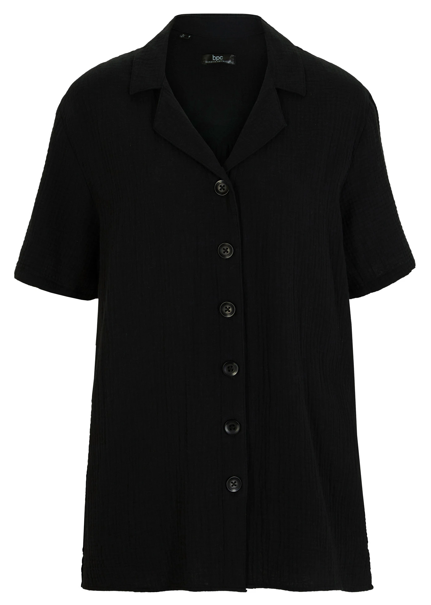 Lange mousseline overhemdblouse • zwart • bonprix online shop