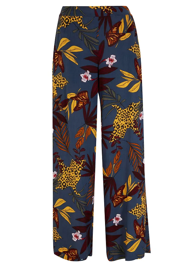Marlene Dietrich broek van viscose, Kleur: donkergrijs gedessineerd