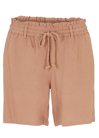 Paperbag rövidnadrág lenvászonnal • szürkésbarna • bonprix áruház