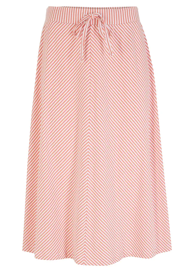 Džersejová sukňa s pásikmi, pod kolená