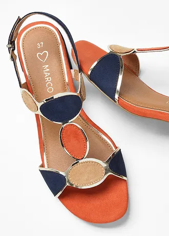 Marco Tozzi sandaletten • donkerblauw-oranje-beige • bonprix online shop