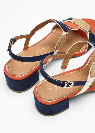 Marco Tozzi sandaletten • donkerblauw-oranje-beige • bonprix online shop
