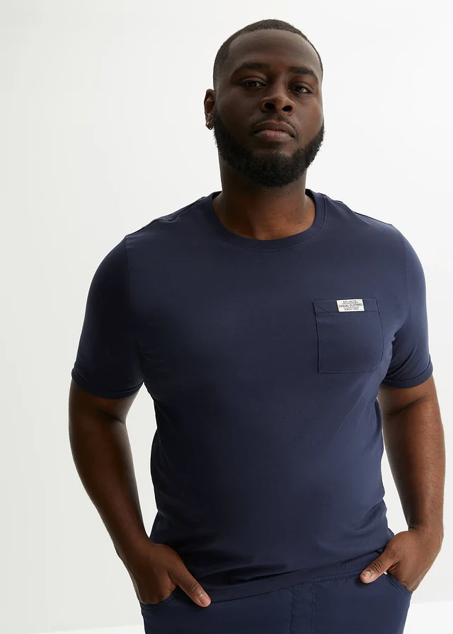 Lot de 2 T-shirts 100% coton, Couleur: vert sauge + bleu foncé