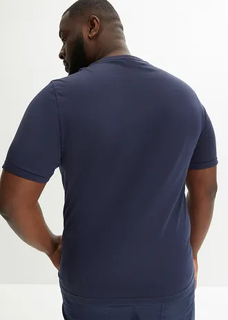 T-shirt z czystej bawełny organicznej (2 szt.), kolor: zielony szałwiowy + granatowy