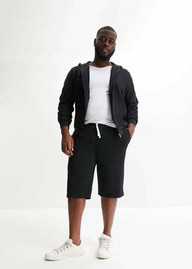Bermuda long en molleton, Couleur: noir