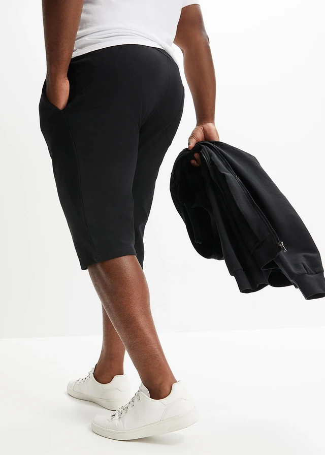 Bermuda long en molleton, Couleur: noir