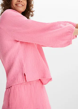 Oversize halenka z mušelínu • svítivě růžová • bonprix obchod