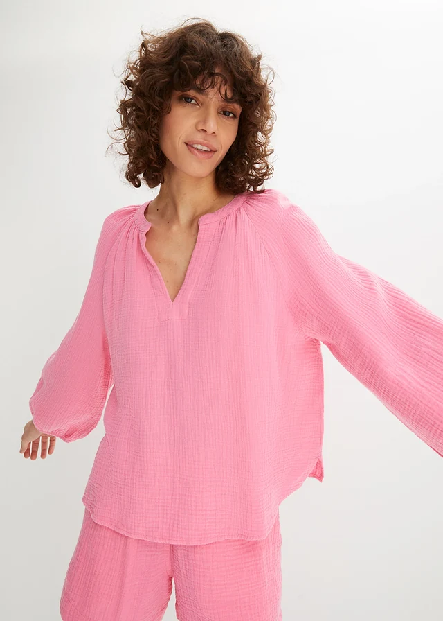 Oversized blouse van mousseline • knalroze • product-page.page-title-suffix